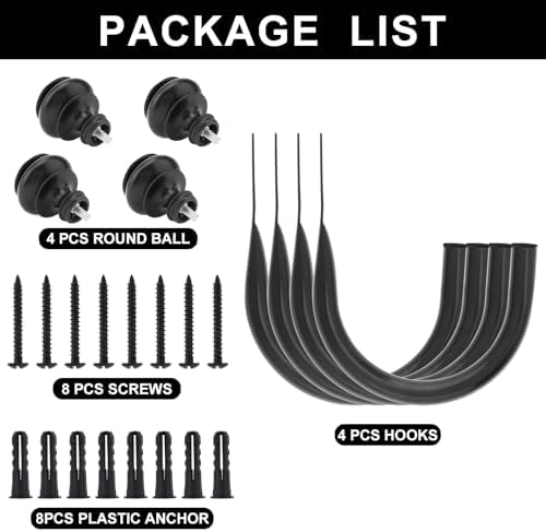 Curtain Holdbacks 4 Pack Black Wall Mounted Hooks