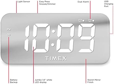 Timex Digital Alarm Clock with USB Charger and Large Display