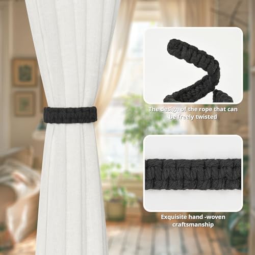 NICEEC 4 Pack Natural Cotton Rope Curtain Tiebacks