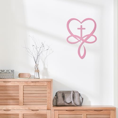 Metal Infinity Heart Cross Wall Decor Pink