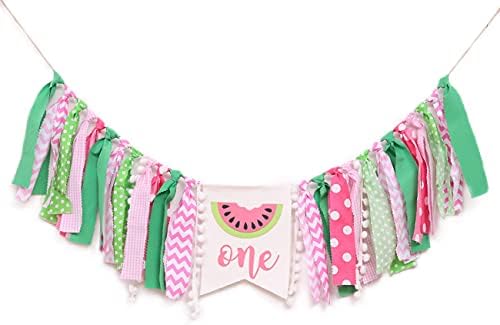 WAWUO Watermelon Birthday Banner - Pink Pattern - Highchair Mount
