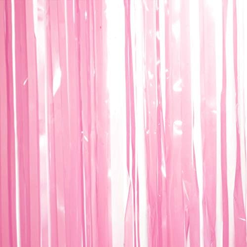 Pink Foil Fringe Curtains for Birthday Parties 2pc Decor