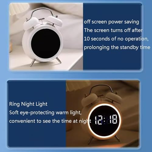 Rechargeable Double Bell Alarm Clock with Night Light