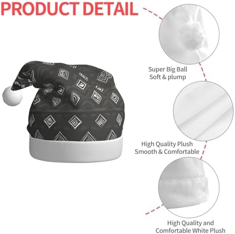 Classic Grey Tribal Santa Hat Set for Adults