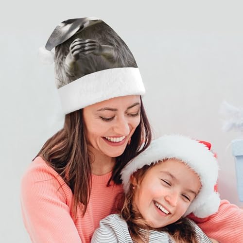 Santa Hat Raccoon Christmas Headwear for Adults