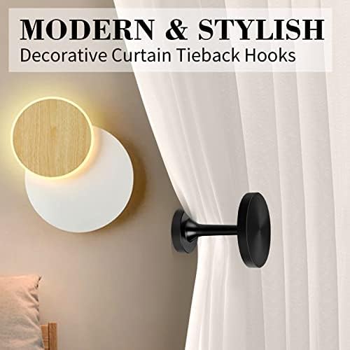 4 Pack Black Metal Curtain Holdbacks with Screws
