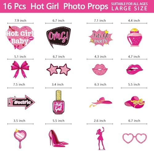 Hot Pink Girls Birthday Photo Booth Props