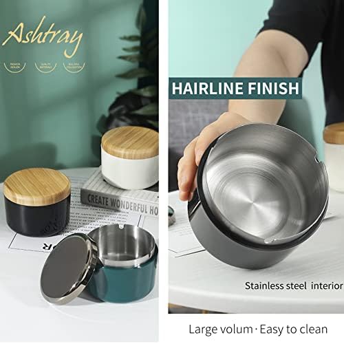 Modern Outdoor Cigarette Ashtray with Lid and Stainless Steel Inner Liner