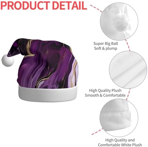 QINZHENG Personalized Santa Hat with Dark Purple Texture Marble Print