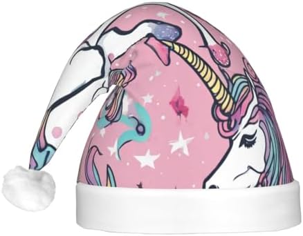 Unicorn Print Santa Hat with LED Lights for Adults
