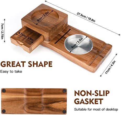 Scotte Wood Whiskey Tray with Cigar Cutter and Ashtray Drawer