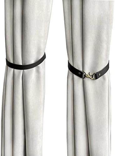 Mewuthede Leather Curtain Tiebacks 4Pcs Black Holdbacks