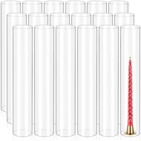 18 Pcs Open Ended Clear Glass Hurricane Candle Holders