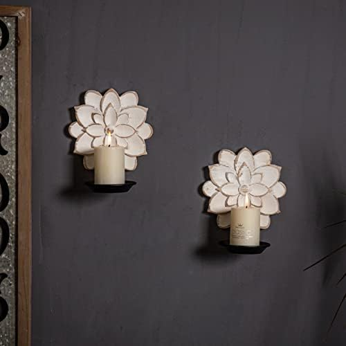 Farmhouse Candle Sconces Set of Two with Distressed Finish
