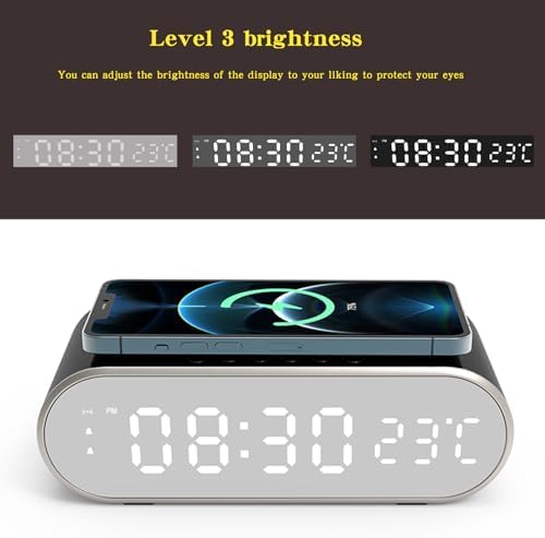 QAOZUOI Smart Wireless Charging Alarm Clock with Temperature Display