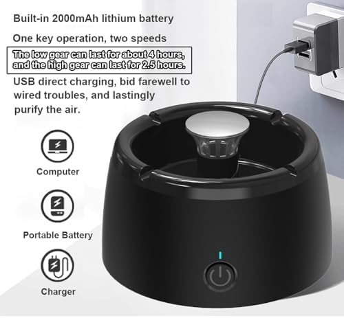 Smokeless Ashtray with Air Purifier Function USB Rechargeable 2 in 1