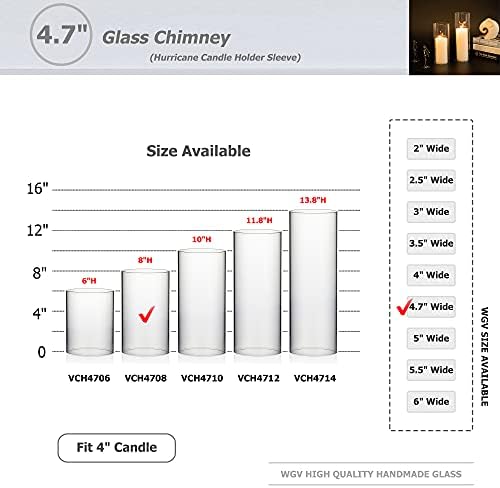 WGVI Hurricane Candle Holder Sleeve Clear Glass Cylinder 47 Wide 8 Tall