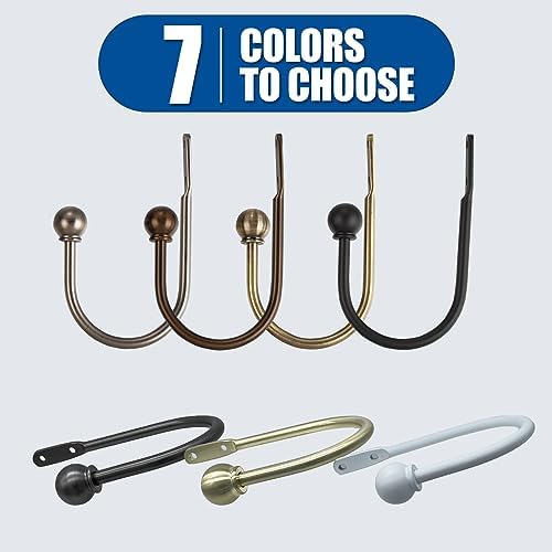 ARNORX Curtain Holdbacks with French Ball Ends 2PCS Matte Black