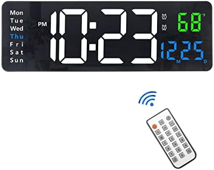 Plumeet 16 Inch Large Digital Wall Clock with Remote Control and 2 Alarm