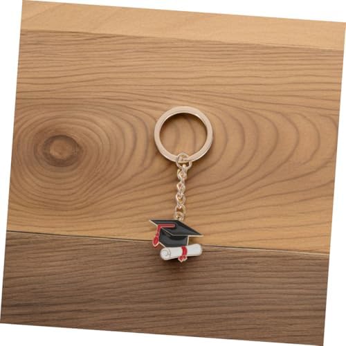 10Pcs Graduation Keychain Charms Metal Cap Keyrings
