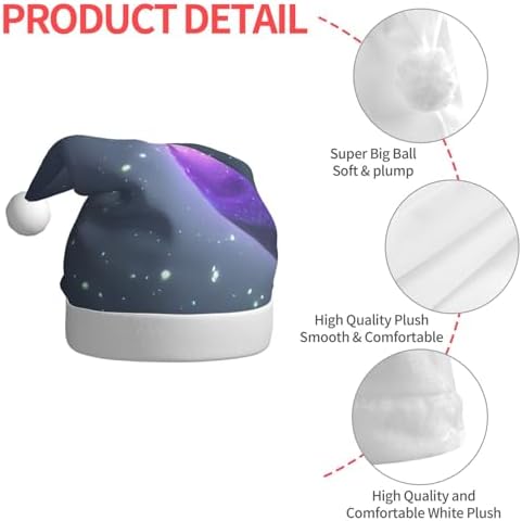 Galaxy Starry Santa Hat for Women Holiday Decoration