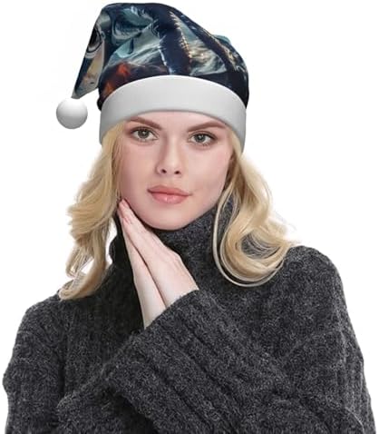 QINZHENG Galaxy Print Santa Hat for Women