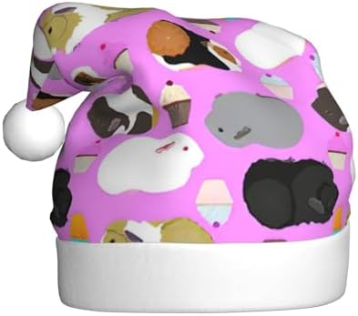 QinZheng Personalized Santa Hat with Guinea Pigs and Cupcakes Print