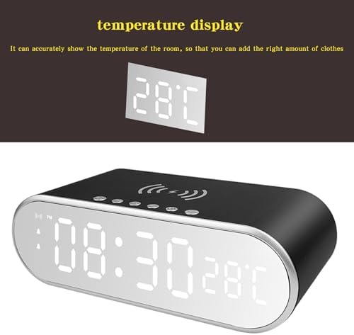 QAOZUOI Smart Wireless Charging Alarm Clock with Temperature Display