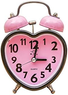 Heart Shape Double Bell Alarm Clock Pink