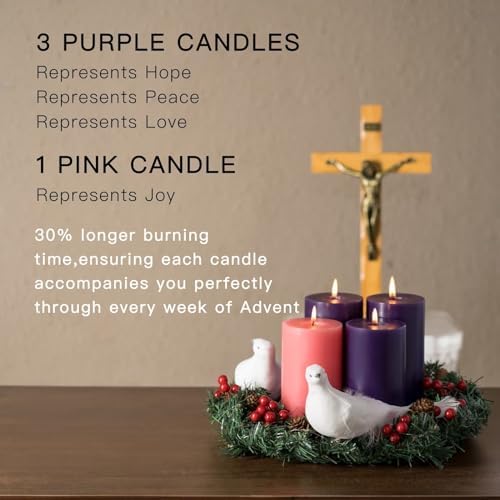 MOZEAL 3 x 6 Unscented Pillar Candles Set of 4