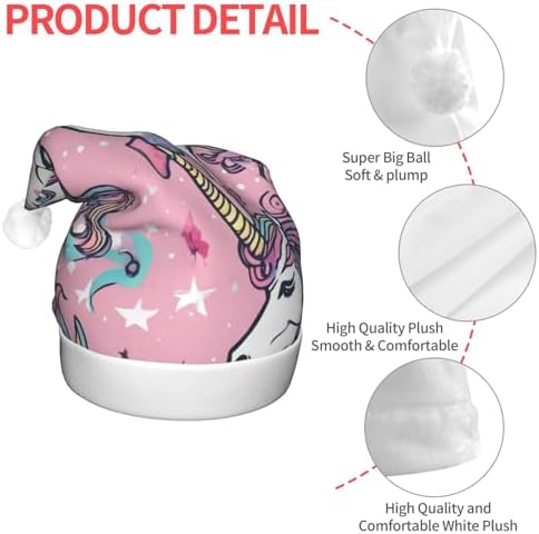 Unicorn Print Santa Hat with LED Lights for Adults