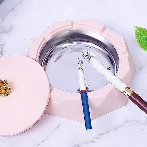 Pink Crown Stainless Steel Ashtray with Lids 1