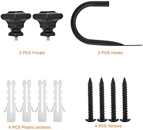 Black Square Finials Curtain Holdbacks - Set of 2