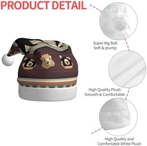 Personalized Santa Hat with Bear Print for Women