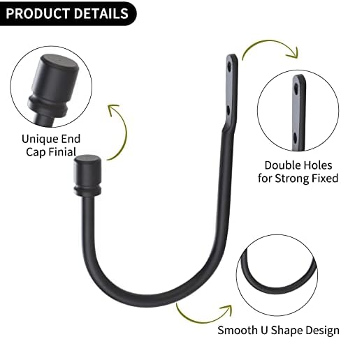 2 PCS Metal Curtain Holdbacks with Matte Black Finish