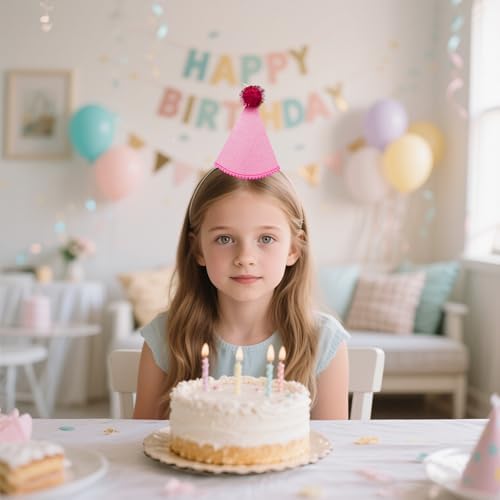 12 Pcs Reusable Felt Party Hats with Pom Poms