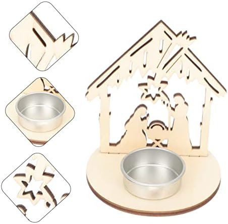 Mobestech 6pcs Wooden Candle Holders for Christmas Decor