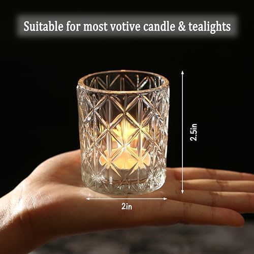 24pcs Clear Votive Candle Holders - 2x25 Inch Glass Holders for Wedding Centerpieces