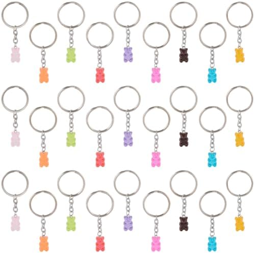 CRASPIRE 27 Pcs Candy Colored Bear Keychains