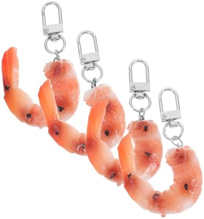 VALICLUD 4pcs Creative Imitation Shrimp Keychain Charms