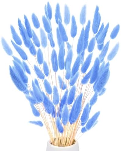 60-Pack Bright Blue Bunny Tail Grass Decor