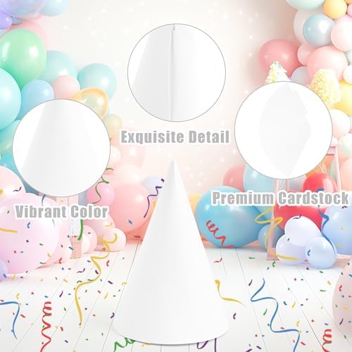 CANREVEL 50 White Party Hats for Kids and Adults