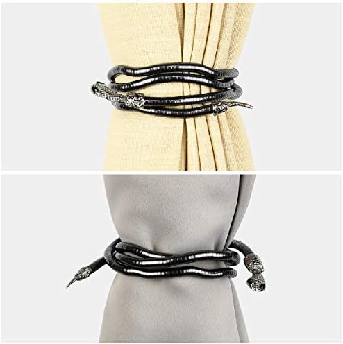 KXLIFE Snake Curtain Holdbacks 2 Pack Black Handmade Metal Rope Tiebacks