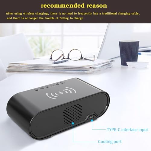 QAOZUOI Smart Wireless Charging Alarm Clock with Temperature Display