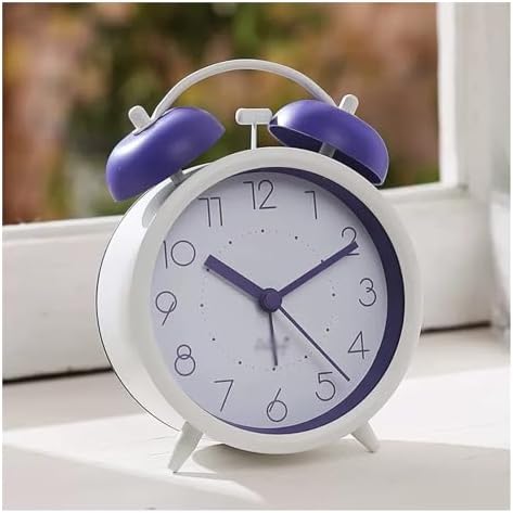 4 Inch Silent Non Ticking Analog Alarm Clock with Backlight and Double Bell