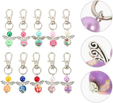 Guardian Angel Keychain Set 10pcs Beaded Keyrings for Gifts