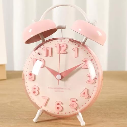 Double Bell Alarm Clock with Silent Movement and Digital Display