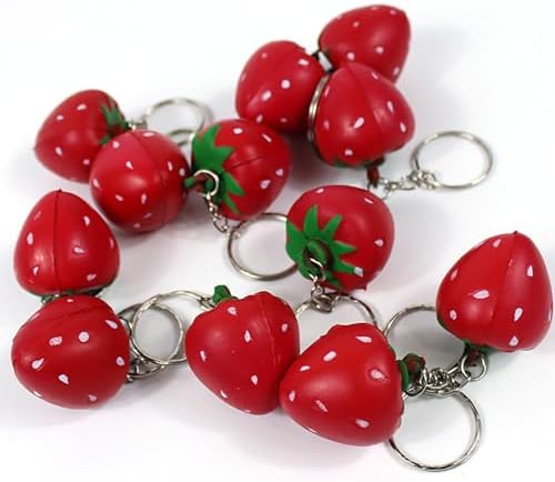 10 Pcs Strawberry Keychain Keyring Charm for Party Favors