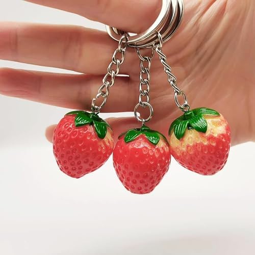 10 Pcs Resin Strawberry Keychain Charms