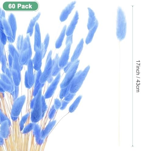 60-Pack Bright Blue Bunny Tail Grass Decor